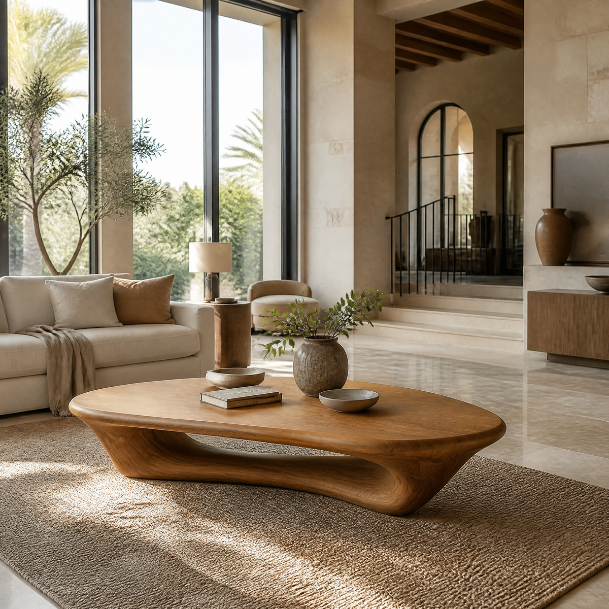 Valthera Sculpted Solid Wood Coffee Table